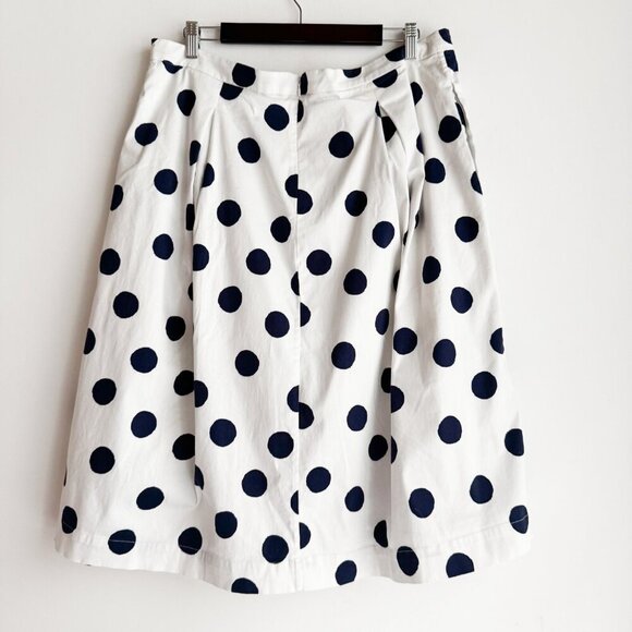 Boden White Navy Blue Polka Dot Full Midi Skirt 16R - Picture 2 of 3
